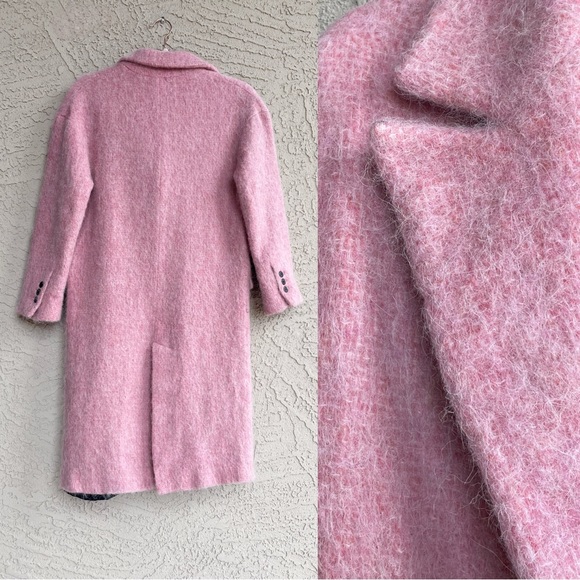 ZARA LIMITED EDITION BLOGGER FAVE Fuzzy Pink Wool Coat Alpaca Wool Trench Coat - Picture 8 of 16